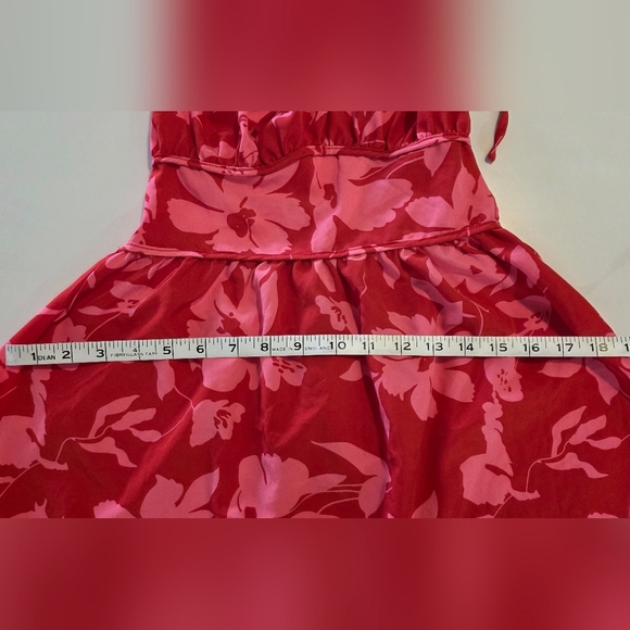 NWOT Elegant Red Floral Backless Dress Size S Summer Dress Knee Length - Picture 12 of 15